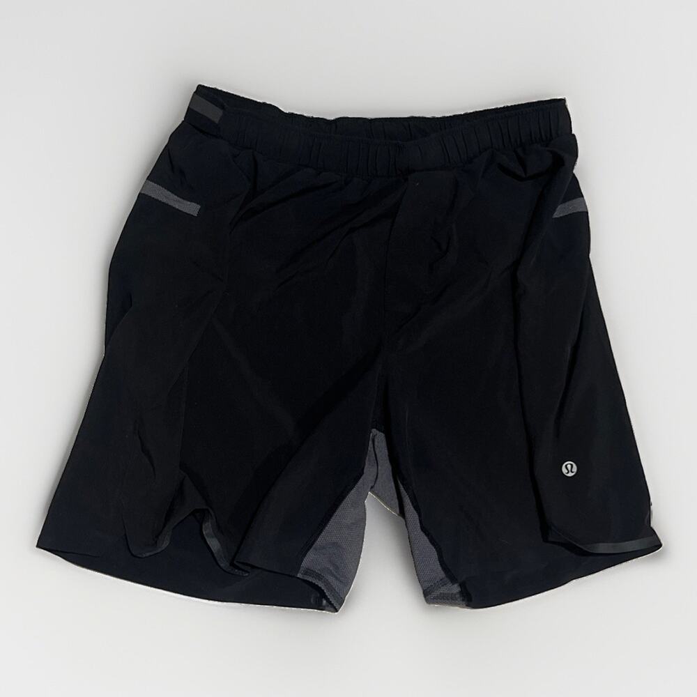 Lululemon T.H.E. Short Black Back Zip Pocket Drawstring Activewear Men’s Size L